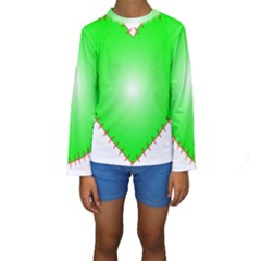 Heart Rhythm Inner Green Red Kids  Long Sleeve Swimwear