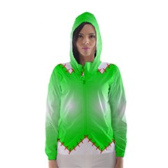 Heart Rhythm Inner Green Red Hooded Wind Breaker (women) by Mariart