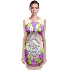 Make An Easter Egg Wreath Rabbit Face Cute Pink White Classic Sleeveless Midi Dress by Mariart