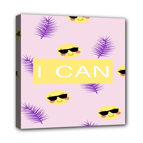 I Can Purple Face Smile Mask Tree Yellow Mini Canvas 8  X 8  by Mariart