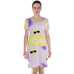 I Can Purple Face Smile Mask Tree Yellow Short Sleeve Nightdress by Mariart