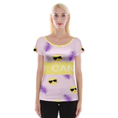 I Can Purple Face Smile Mask Tree Yellow Women s Cap Sleeve Top by Mariart