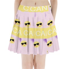I Can Purple Face Smile Mask Tree Yellow Pleated Mini Skirt by Mariart