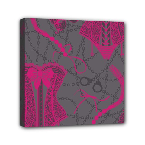 Pink Black Handcuffs Key Iron Love Grey Mask Sexy Mini Canvas 6  X 6 
