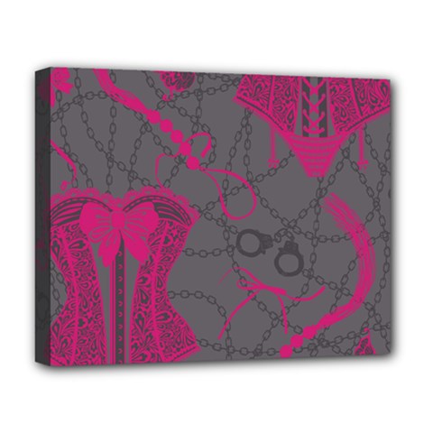 Pink Black Handcuffs Key Iron Love Grey Mask Sexy Deluxe Canvas 20  X 16  