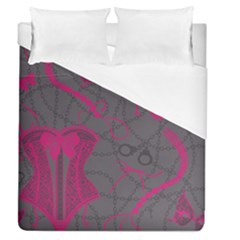 Pink Black Handcuffs Key Iron Love Grey Mask Sexy Duvet Cover (queen Size) by Mariart