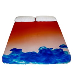 Simulate Weather Fronts Smoke Blue Orange Fitted Sheet (california King Size) by Mariart