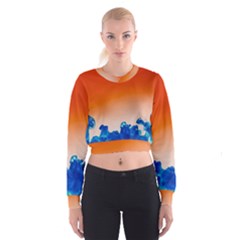 Simulate Weather Fronts Smoke Blue Orange Cropped Sweatshirt by Mariart