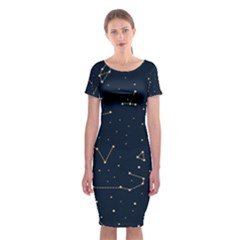 Star Zodiak Space Circle Sky Line Light Blue Yellow Classic Short Sleeve Midi Dress by Mariart