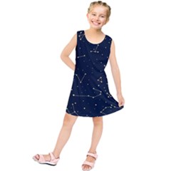 Star Zodiak Space Circle Sky Line Light Blue Yellow Kids  Tunic Dress