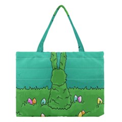 Rabbit Easter Green Blue Egg Medium Tote Bag by Mariart