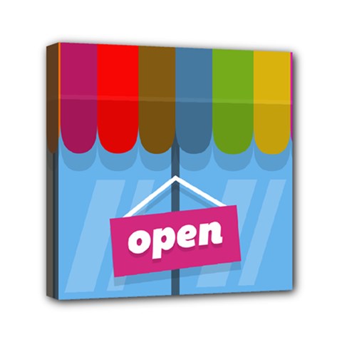 Store Open Color Rainbow Glass Orange Red Blue Brown Green Pink Mini Canvas 6  X 6 