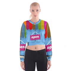 Store Open Color Rainbow Glass Orange Red Blue Brown Green Pink Cropped Sweatshirt by Mariart