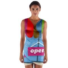 Store Open Color Rainbow Glass Orange Red Blue Brown Green Pink Wrap Front Bodycon Dress by Mariart