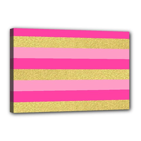Pink Line Gold Red Horizontal Canvas 18  X 12 