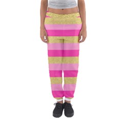 Pink Line Gold Red Horizontal Women s Jogger Sweatpants by Mariart