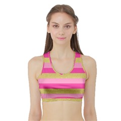 Pink Line Gold Red Horizontal Sports Bra With Border