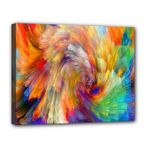 Rainbow Color Splash Canvas 14  x 11 