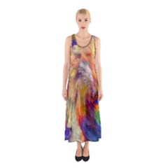 Rainbow Color Splash Sleeveless Maxi Dress