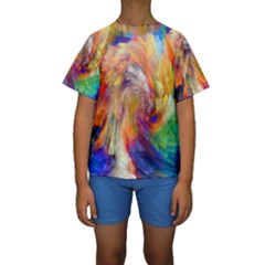 Rainbow Color Splash Kids  Short Sleeve Swimwear