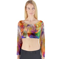 Rainbow Color Splash Long Sleeve Crop Top