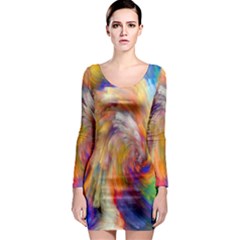 Rainbow Color Splash Long Sleeve Bodycon Dress