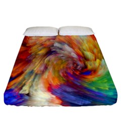 Rainbow Color Splash Fitted Sheet (California King Size)