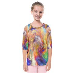 Rainbow Color Splash Kids  Quarter Sleeve Raglan Tee