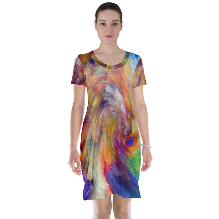Rainbow Color Splash Short Sleeve Nightdress