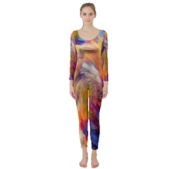 Rainbow Color Splash Long Sleeve Catsuit