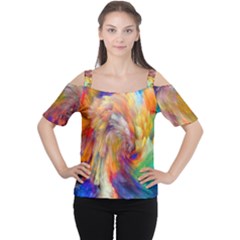 Rainbow Color Splash Women s Cutout Shoulder Tee