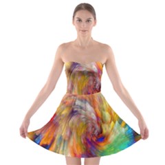 Rainbow Color Splash Strapless Bra Top Dress