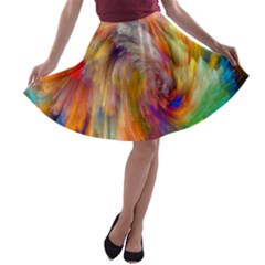 Rainbow Color Splash A-line Skater Skirt by Mariart