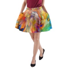 Rainbow Color Splash A-Line Pocket Skirt