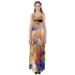 Rainbow Color Splash Empire Waist Maxi Dress