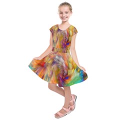 Rainbow Color Splash Kids  Short Sleeve Dress