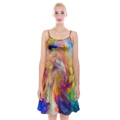 Rainbow Color Splash Spaghetti Strap Velvet Dress