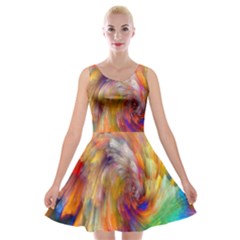 Rainbow Color Splash Velvet Skater Dress