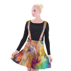 Rainbow Color Splash Suspender Skater Skirt