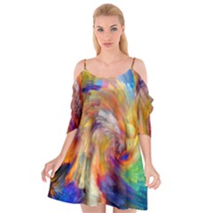 Rainbow Color Splash Cutout Spaghetti Strap Chiffon Dress by Mariart