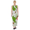 Strawberry Fruit Leaf Flower Floral Star Green Red White Fitted Maxi Dress View2