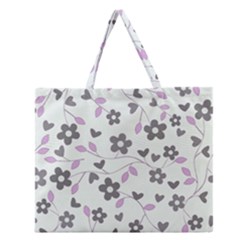 Floral Pattern Zipper Large Tote Bag by Valentinaart