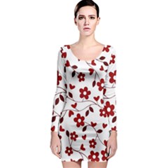 Floral Pattern Long Sleeve Bodycon Dress by Valentinaart
