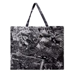 Vintage Newspaper  Zipper Large Tote Bag by Valentinaart