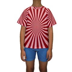 Sun Background Optics Channel Red Kids  Short Sleeve Swimwear