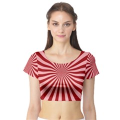Sun Background Optics Channel Red Short Sleeve Crop Top (Tight Fit)