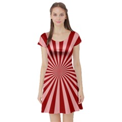 Sun Background Optics Channel Red Short Sleeve Skater Dress