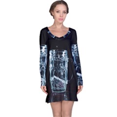 Glass Water Liquid Background Long Sleeve Nightdress