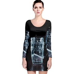 Glass Water Liquid Background Long Sleeve Velvet Bodycon Dress