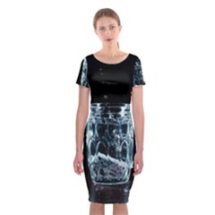 Glass Water Liquid Background Classic Short Sleeve Midi Dress